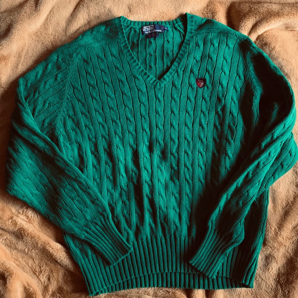 Polo Ralph Lauren Green Crew Neck Cable Knit